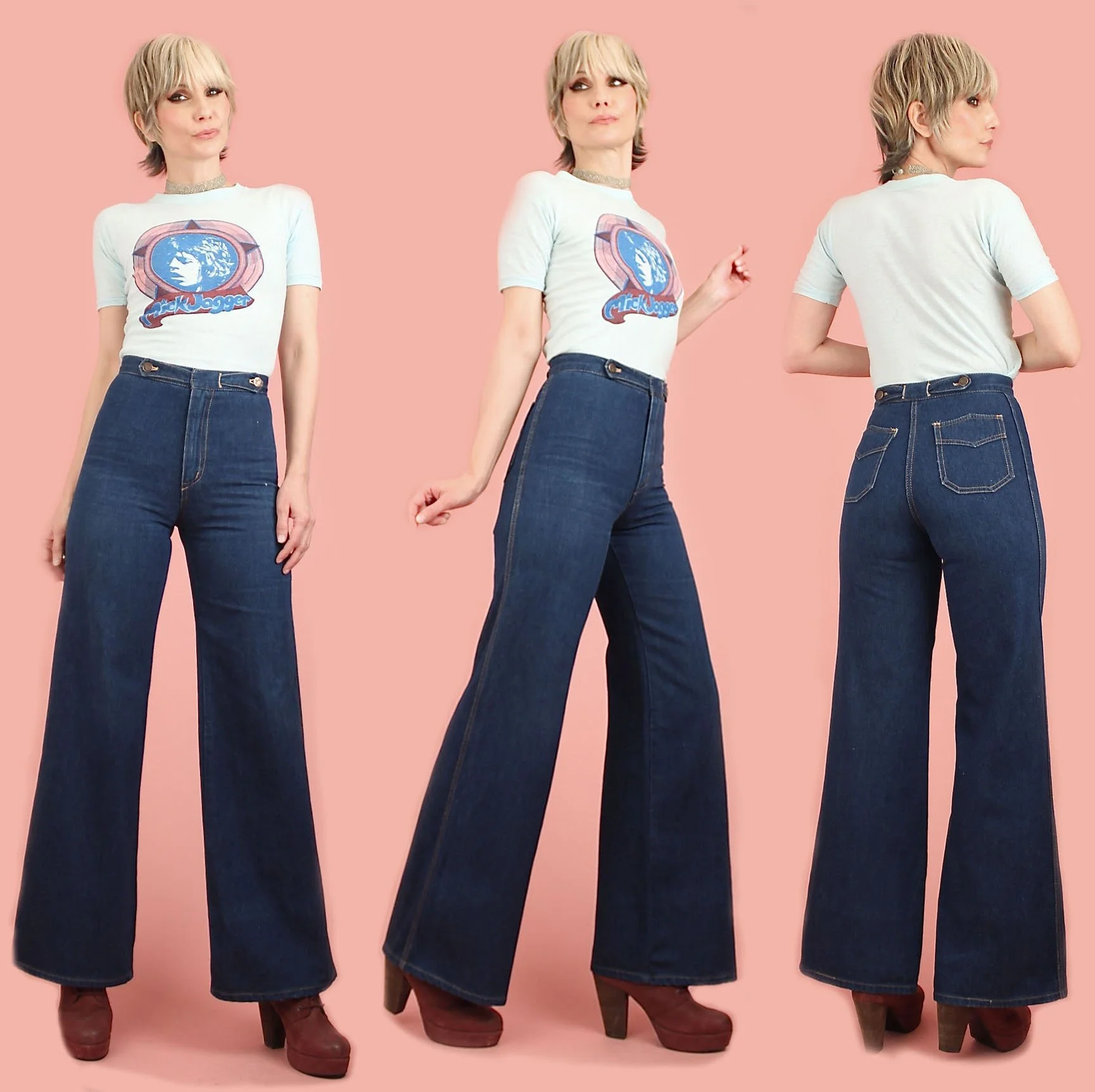 Vintage 70s High Waisted Bell Bottom Jeans // by Love n Stuff